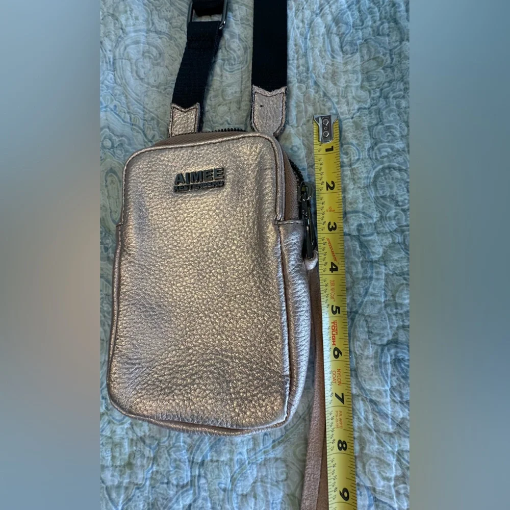 Aimee Kestenberg Just Saying Rose Gold Metallic Leather Crossbody Phone Bag